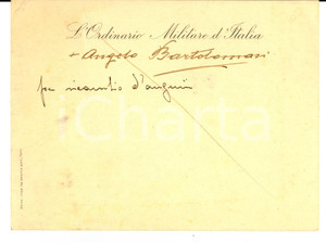 Autografo originale 1940 ca TORINO Auguri mons. Angelo BARTOLOMASI Ordinario Militare Autografo 1