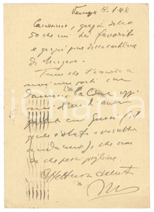 Autografo originale 1948 VENEZIA Vincenzo MANZINI  Cartolina a un amico  Autografo 1