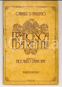 Oggetto da collezione cartaceo 1914 Gabriele D ANNUNZIO Riccardo ZANDONAI Francesca da Rimini Ed. RICORDI 1