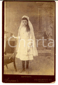 Fotografia d epoca originale 1910 ca PATERSON USA Bambina nel giorno della Prima Comunione Foto SIMPSON S 1