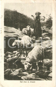 Cartolina originale da collezione 1917 ARTE Pittore L. BRUZZI Nel Rivo Cartolina DANNEGGIATA FP VG 1