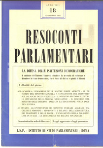 Giornale, rivista storica 1958 RESOCONTI PARLAMENTARI Fernando TAMBRONI e lo Stato democratico Rivista 1
