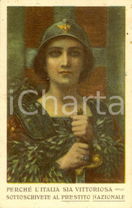 Cartolina originale da collezione 1918 WW1 Prestito Nazionale BANCA ITALIANA SCONTO *Cartolina FP VG 1