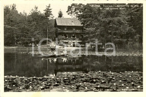 Cartolina originale da collezione 1949 FIE' ALLO SCILIAR (BZ) Lago e albergo LAGHETTO DI FIE' *ANIMATA con barca 1