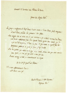 Manoscritto, lettera originale 1856 FERMO Zeffirino RE insofferente per la moglie vittima di un colpo AUTOGRAFO 1