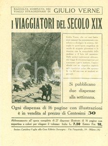 Oggetto da collezione cartaceo 1925 ca SONZOGNO Giulio VERNE Viaggiatori XIX secolo VOLANTINO ILLUSTRATO 1