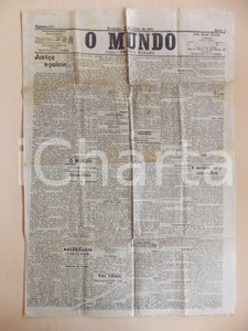 Giornale, rivista storica 1901 LISBOA O MUNDO Tranferencia juize TEXEIRA D AZEVEDO Anno I n° 271 1
