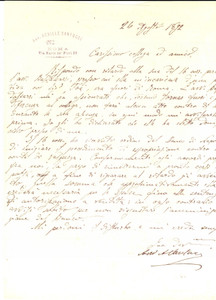 Documento originale, autentico 1892 ROMA Lettera avv. Achille SANTUCCI su espropriazione conte di Valperga 1