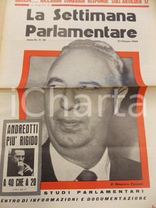 Giornale, rivista storica 1960 LA SETTIMANA PARLAMENTARE Ultimatum di TUPINI su cinema erotico n.20 1
