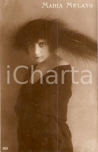 Cartolina originale da collezione 1925 ca CINEMA Attrice Maria MELATO Ritratto con cappello di piume *Cartolina FP 1