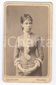 Fotografia d epoca originale 1870 ca MILANO Ritratto di M.lle CRUSFOL  Foto CALZOLARI CDV 1