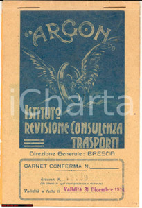 Materiale pubblicitario d’epoca 1924 BRESCIA ARGON Istituto Revisione Trasporti Blocchettario cedole 1