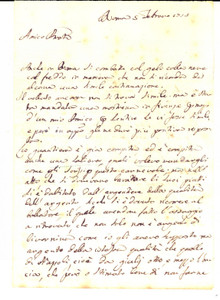 Manoscritto, lettera originale 1775 ROMA Nicola PELLEGRINI scopre la truffa di un argentiere Lettera 1