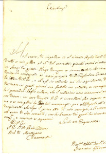 Manoscritto, lettera originale 1814 SCICLI RG Francesco SPADARO promette un invio di provoloni Lettera 1