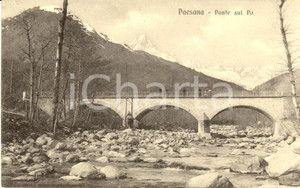 Cartolina originale da collezione 1920 ca PAESANA CN Il ponte sul fiume PO Cartolina postale FP NV ANIMATA 1