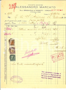 Documento originale, autentico 1933 VERONA SocietÃ  Alessandro MARCATO Fattura intestata per bottoni cocco 1