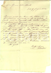 Manoscritto, lettera originale 1852 RODI GARGANICO FG Lettera VALENTINI pro vedova Rosa MORELLI e orfani 1