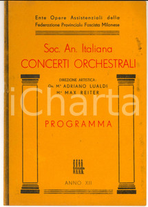 Materiale pubblicitario d’epoca 1933 MILANO Concerto direttore Karl ELMENDORFF violinista Mario CORTI *Programma 1