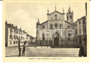 Cartolina originale da collezione 1940 ca VOLPIANO Chiesa Parrocchiale e Piazza Vittorio Cartolina animata FG NV 1