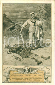 Cartolina originale da collezione 1911 TRIPOLITANIA Marinaio con spada di Roma Ill. Eduardo MATANIA FP VG 1