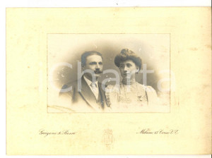 Fotografia d epoca originale 1900 ca MILANO Ritratto di due coniugi Foto GUIGONI e BOSSI 16x11 cm 1