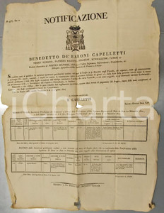 Documento originale, autentico 1825 STATO PONTIFICIO PESARO Rinnovo iscrizioni privilegiate  Luoghi Pii e doti 1