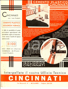 Materiale pubblicitario d’epoca 1950 ca MILANO Compagnia Italiana CINCINNATI ISOLIDRON Volantino 1