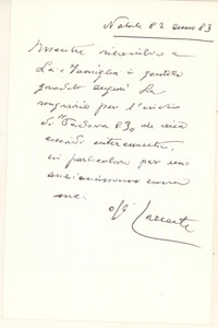 Autografo originale 1983 PADOVA Cesare CRESCENTE  Biglietto auguri di Natale AUTOGRAFO 1