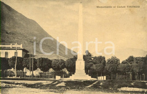 Cartolina originale da collezione 1930 ca TIRANO (SO) Veduta del monumento ai Caduti *Cartolina postale FP VG 1