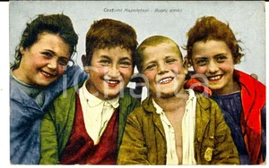 Cartolina originale da collezione 1928 COSTUMI NAPOLI Bambini  Buoni amici Cartolina postale FP VG 1