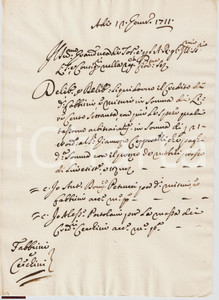 Manoscritto, lettera originale 1711 FIRENZE Pagamento crediti GRANDUCA DI TOSCANA 1