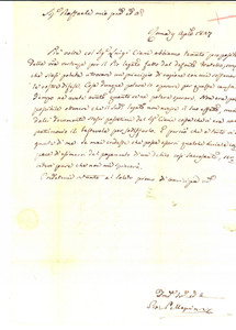 Manoscritto, lettera originale 1827 ROMA Avvocato Giovanni PELLEGRINI rinuncia a una causa persa Lettera 1