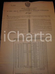 Documento originale, autentico 1833 PADOVA Asta beni ecclesiastici CASALE DI SCORDOSIA URBANA MERLARA 52 x 73 1