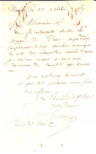 Documento originale, autentico 1859 AVRANCHES F Nuances de camelot pour BOUTRY tissus Lettre 1