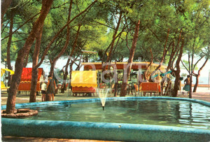 Cartolina originale da collezione 1965 LOANO (SV) Pineta - La fontana e il bar *Cartolina ANIMATA VINTAGE FG VG 1