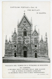 1915 ca WW1 BOLOGNA San Petronio Progetto facciata Ing. Giuseppe CERI Cartolina  Cartolina postale d'epoca, non viaggiata. FAIR/discreto Lievi smussature agli angoli Formato: FP originale e autentica 1
