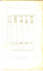 Stampa, bozzetto originale 1845 Cesare CANTU  Ordini di architettura Stampa da Storia Universale 14x23 cm 1