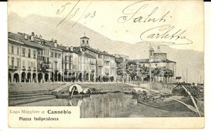 Cartolina originale da collezione 1903 CANNOBIO VB Piazza INDIPENDENZA  Lago MAGGIORE Cartolina ILLUSTRATA FP 1