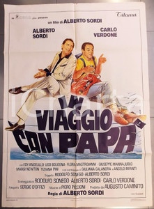 Materiale cinematografico d’epoca 1982 IN VIAGGIO CON PAPA  Alberto SORDI Carlo VERDONE Manifesto 100x140 cm 1