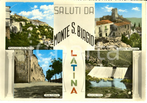 Cartolina originale da collezione 1960 MONTE SAN BIAGIO LT Vedutine castello Medievale e cascata VILLA FG VG 1