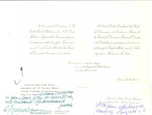 Autografo originale 1956 TORINO Autografo comandante Guido BERTONI- Partecipazione nozze figlia 1