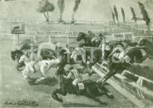 Fotografia d epoca originale 1933 NAPOLI Pittore Mario CORTIELLO Gara Ippica Fotografia coeva del quadro 1