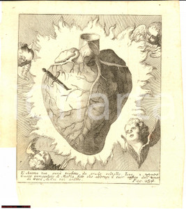 Stampa, bozzetto originale 1790 ca Cuore Addolorato di Maria trafitto da spada - Stampa 1