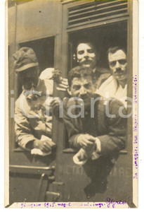 1915 Militari in viaggio sul treno NAPOLI-BRINDISI *Fotocartolina 