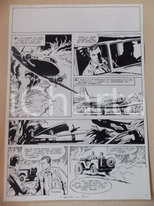 Opera d’arte autentica 1970 ca ISOLA DI FUOCO Luciano BERNASCONI Aereo bimotore sorvola isola Tavola 1