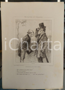 Stampa, bozzetto originale 1853 Paul GAVARNI Masques et visagesHistoire d en dire deux Tav. 4 Couvrezvous 1