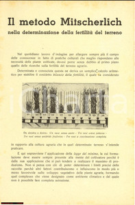 Materiale pubblicitario d’epoca 1939 Ilario ZANNONI Metodo MITSCHERLICH terreni fertili Giornale Agricoltura 1