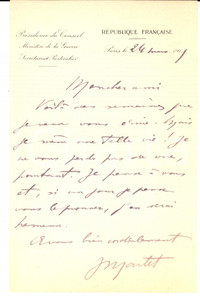 Autografo originale 1915 PARIS Ministère Guerre  Je mène une telle vie! Autographe Jean MARLET 1