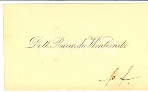 Oggetto da collezione cartaceo 1910 ca RAS Trieste RICCARDO WINTERNITZ judaica leggi razziali BIGLIETTO SIGLATO 1