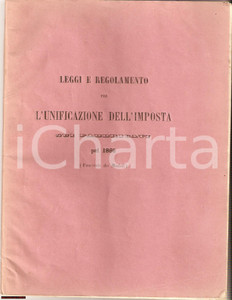 Documento originale, autentico 1865 MILANO Unificazione dell imposta su FABBRICATI 1